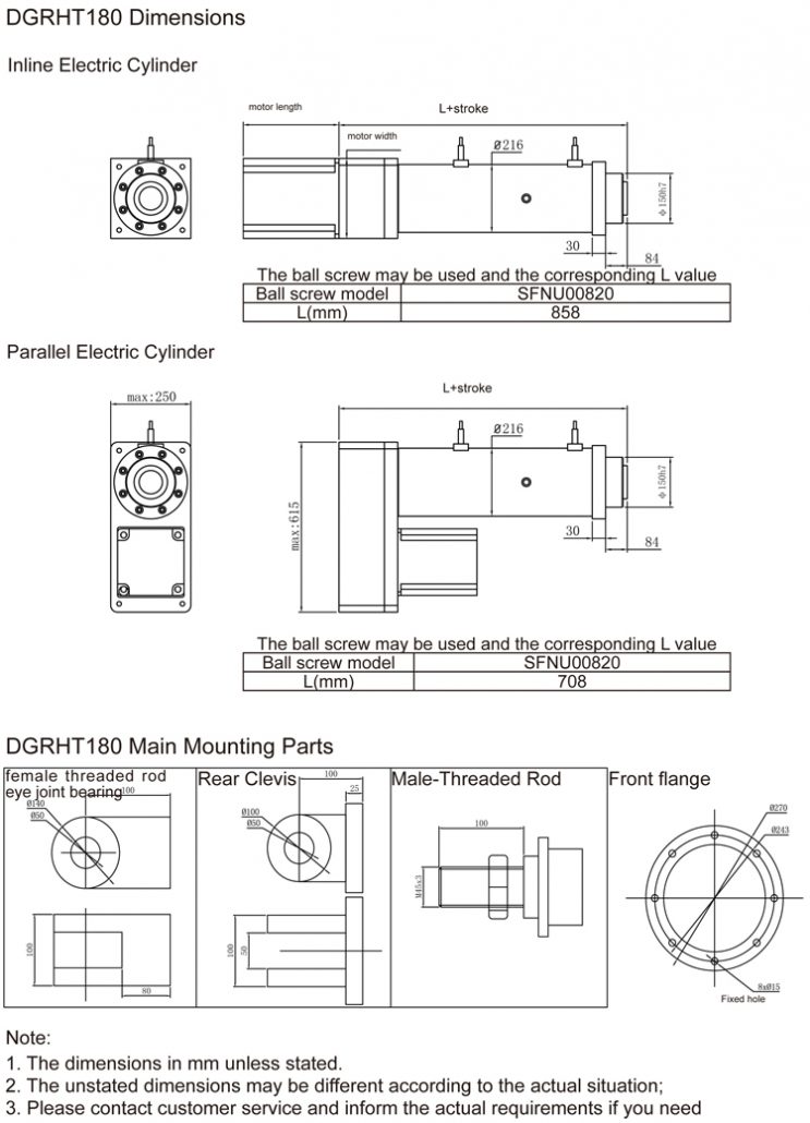 Large thrust servo electric cylinder